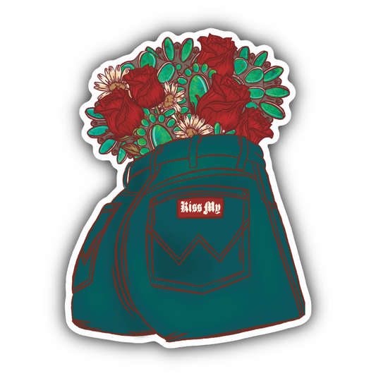 Kiss my western sticker