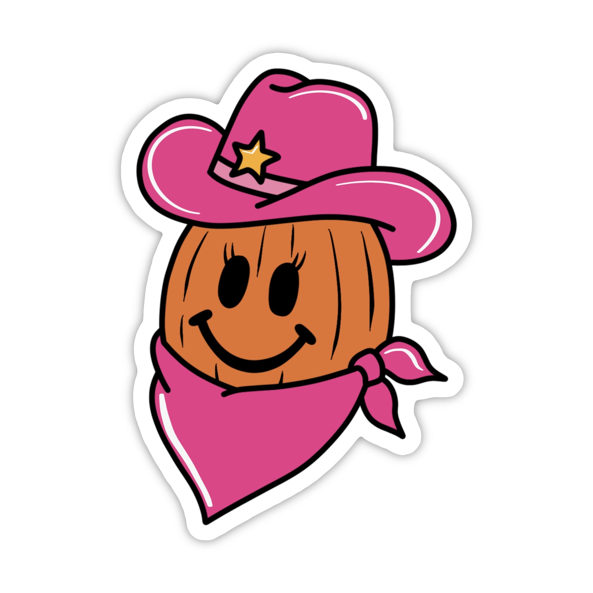 Pink Cowgirl Pumpkin Sticker