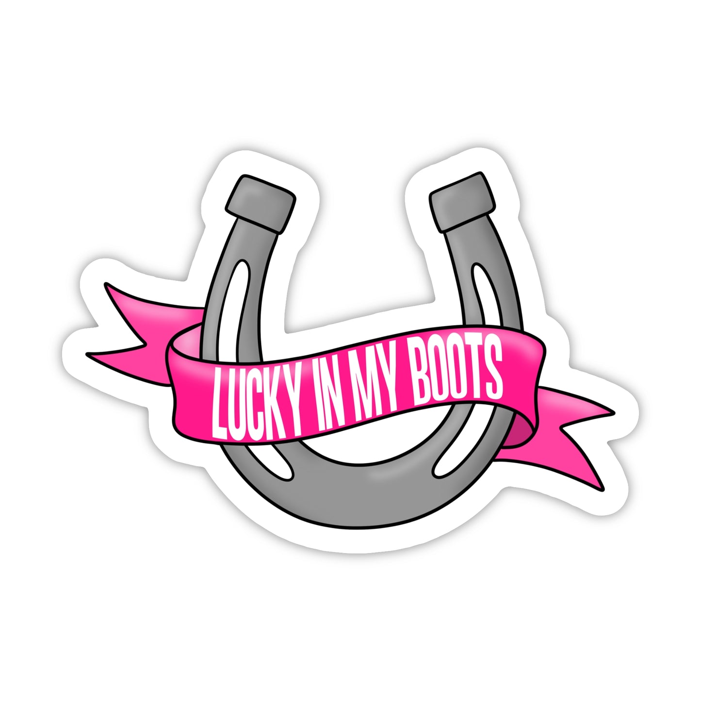 Lucky in My Boots Pink Sticker