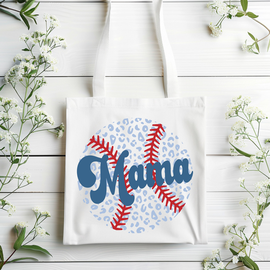 LEOPARD BASEBALL MAMA TOTE BAG