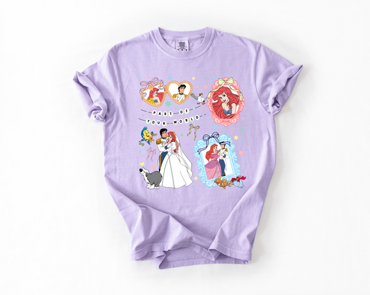 Coquette Bow Bracelet Disney The Little Mermaid Comfort Colors Tee