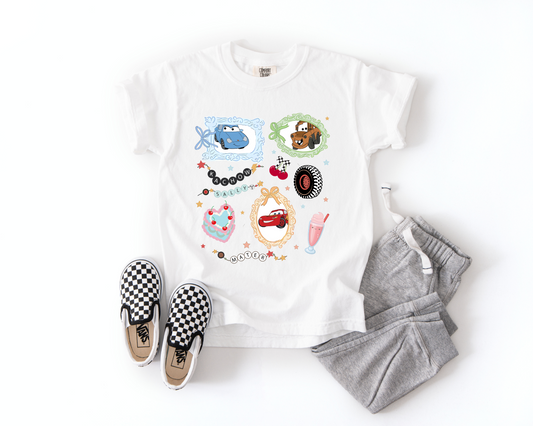Coquette Bow Bracelet Disney Cars Comfort Colors Youth Tee
