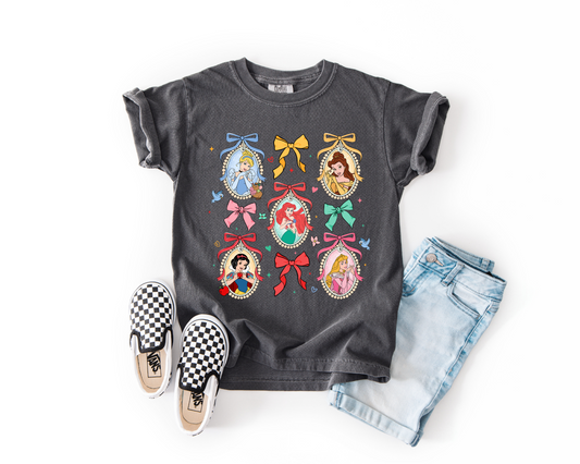 Coquette Bow Disney Princesses Comfort Colors Youth Tee