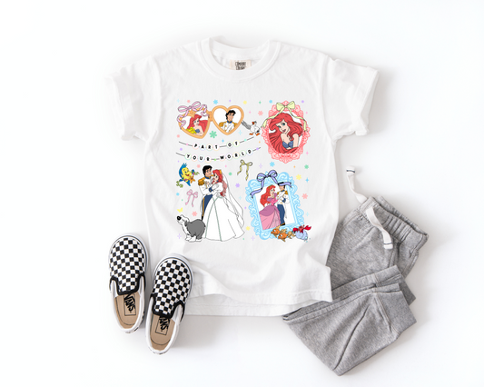Coquette Bow Bracelet Disney The Little Mermaid Comfort Colors Youth Tee
