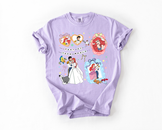 Coquette Bow Bracelet Disney The Little Mermaid Comfort Colors Tee