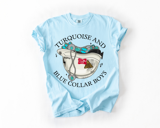 Turquoise And Blue Collar Boys Comfort Colors Tee