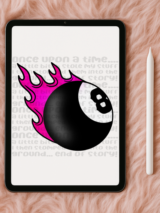 Flaming 8 ball Clipart or png