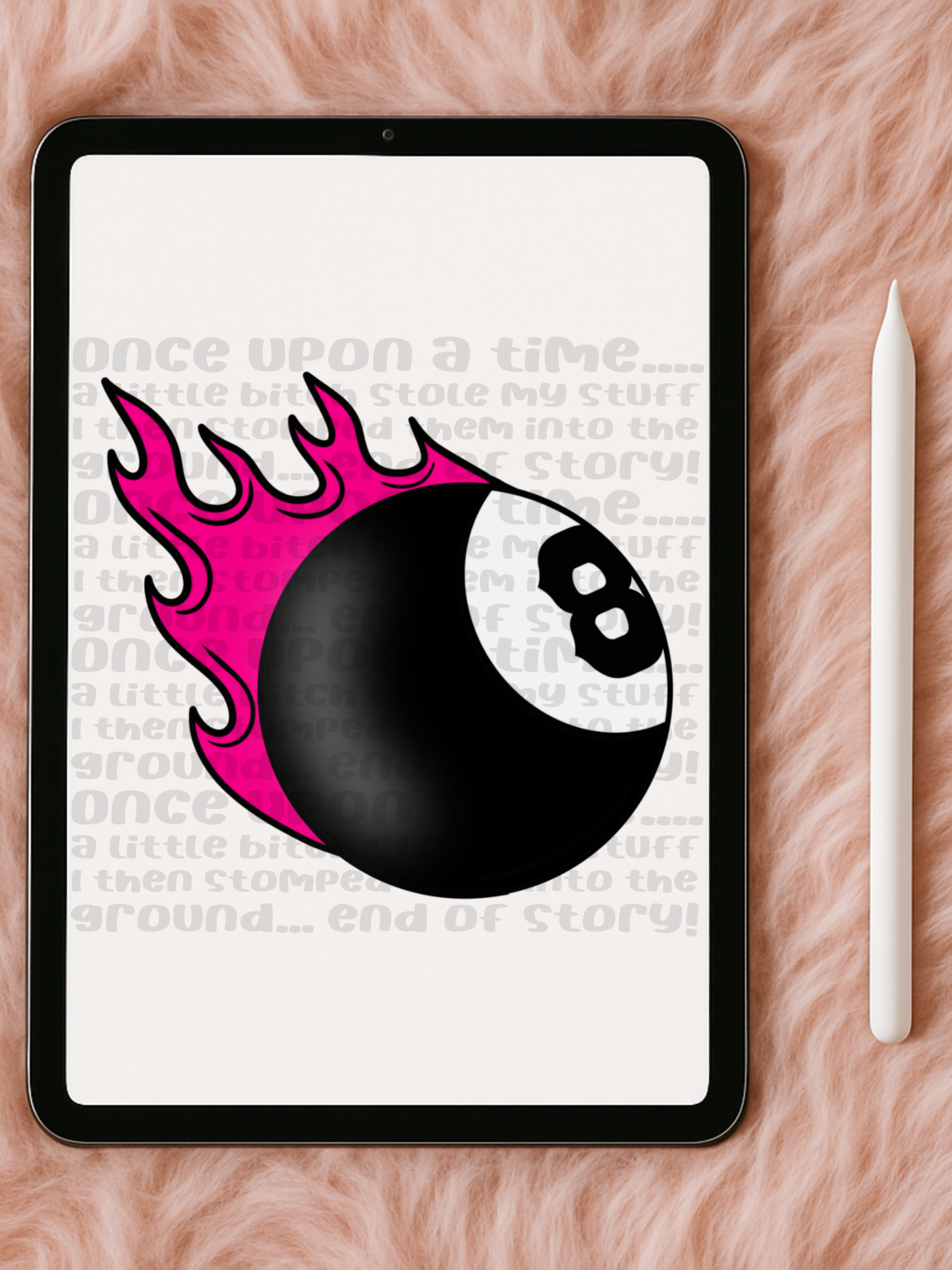 Flaming 8 ball Clipart or png - pink