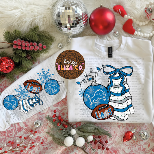 Christmas Trees Detroit Lions Football Collage Crew w/sleeves