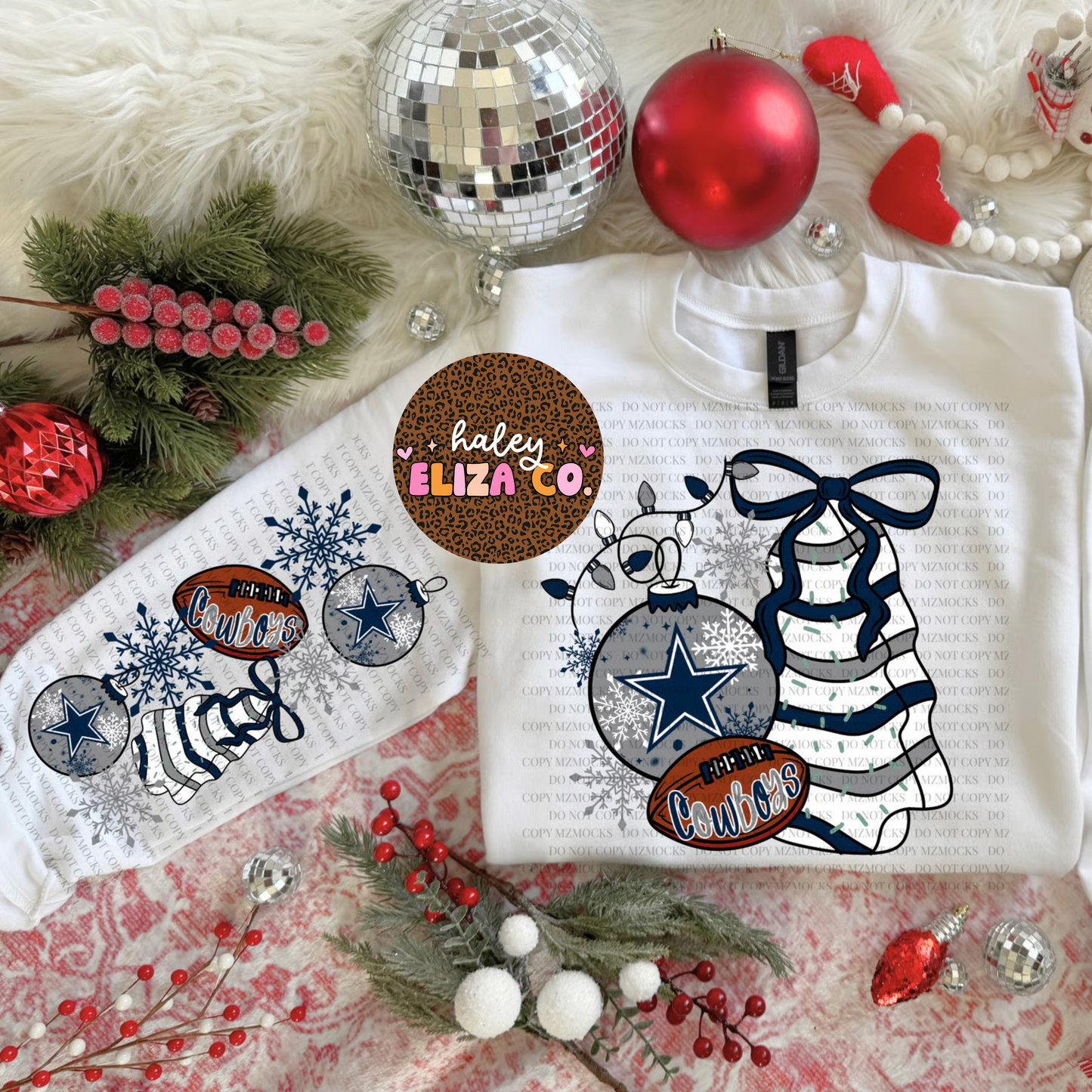 Christmas Trees Dallas Football Collage Crew w/sleeves