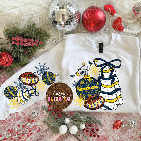 Christmas Trees Michigan Football Collage Crew w/sleeves