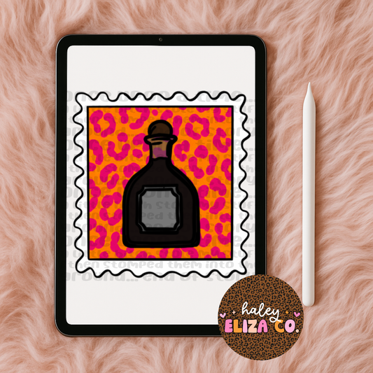 Stamp Whiskey Bottle Clipart or png