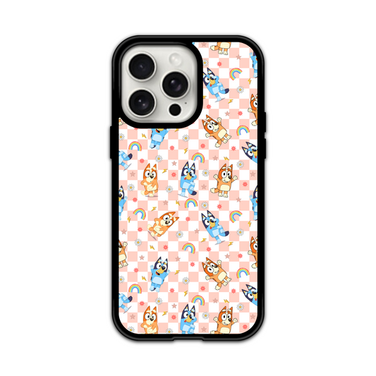 Pink Checkered Bluey And Bingo Phone Case